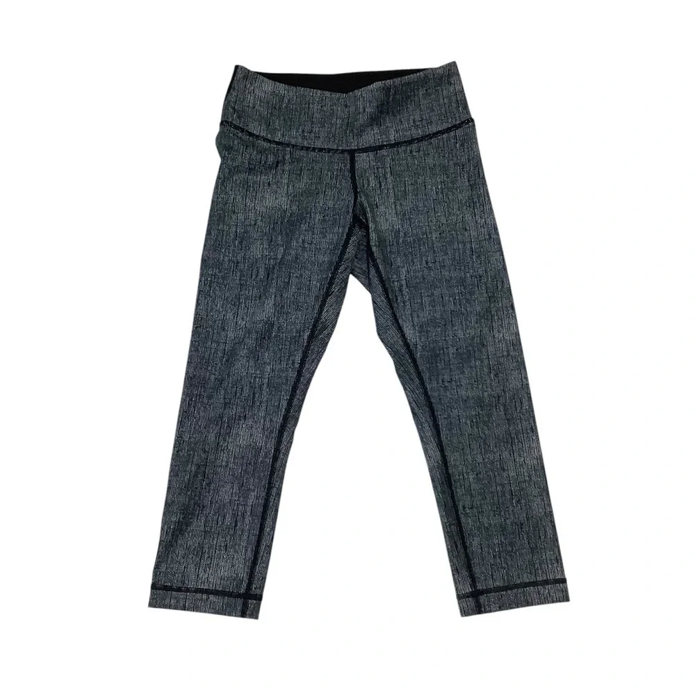 Lululemon Wunder Under Crop Sz 4 Full-On Luxtreme Burlap Texture Black Dune